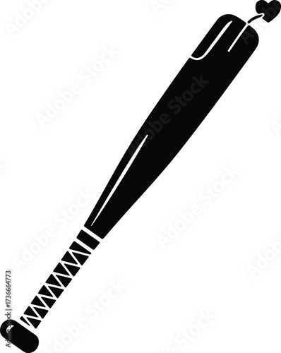 Illustrator Vector Baseball bat sports equipment for hitting silhouette