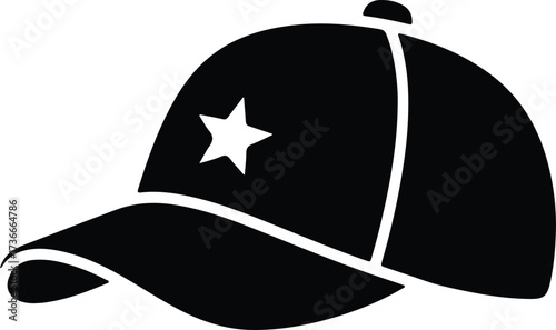 Illustrator Vector baseball cap with star symbol patch silhouette