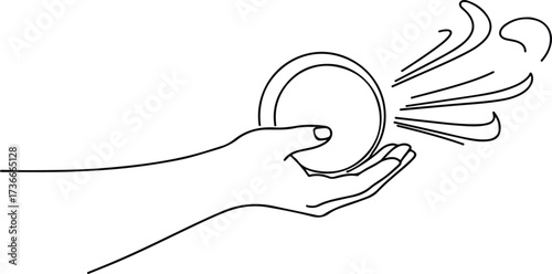 Illustrator Vector Hand holding magic crystal ball with energy silhouette