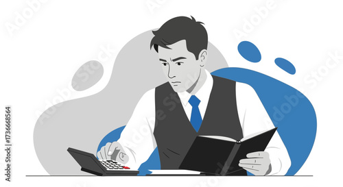 Focused Professional Calculating Data and Reviewing Notes for Financial Analysis and Planning