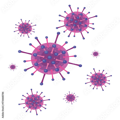 Educational biology illustration showing virus anatomy.