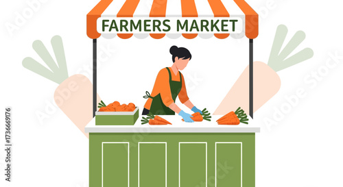 Fresh Harvest: Vibrant Farmers' Market Scene Showcasing Organic Carrots and Produce