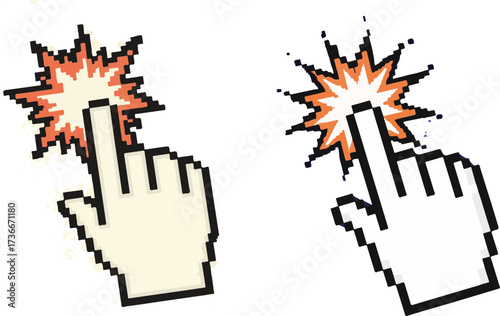 Retro Pixel Art Hand Cursor Clicking Icons