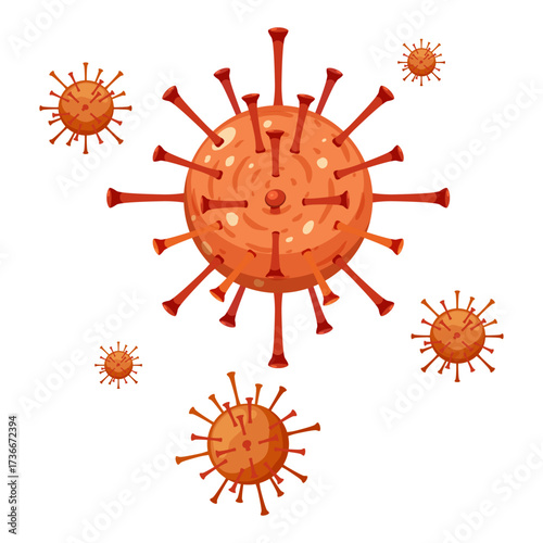 Vector art of microscopic viral cells for educational use.