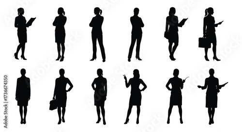 Diverse group of business people silhouettes posed professionally and confidently standing together