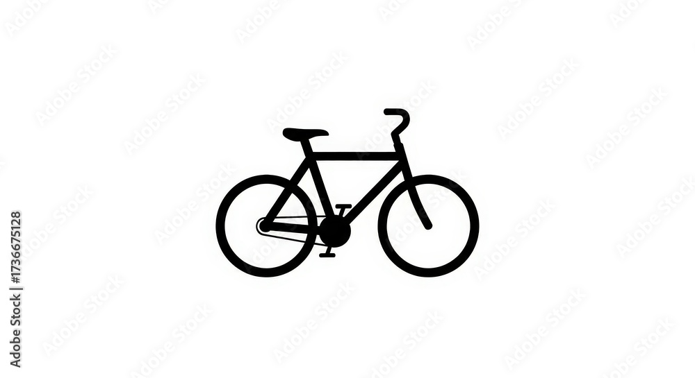Obraz premium Minimalist black vector logo of a bicycle on a white background, perfect for graphic design and branding needs