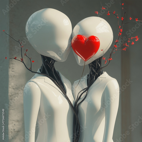 humanoids and heart love concept