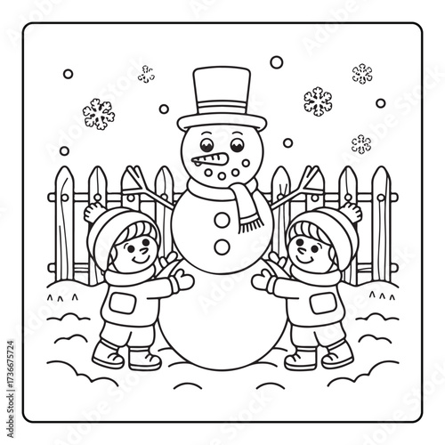 Cute Christmas Bold and Easy Coloring Pages, Line Art, Vectors Illustration, Black and White, 8.5x8.5" inches Design, Christmas Coloring Pages