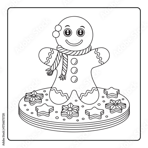 Cute Christmas Bold and Easy Coloring Pages, Line Art, Vectors Illustration, Black and White, 8.5x8.5" inches Design, Christmas Coloring Pages