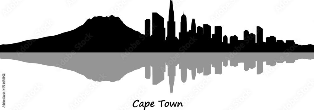 Fototapeta premium Cape Town skyline silhouette on white background