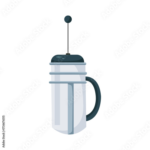 French press used for brewing coffee in a home kitchen setting during morning hours