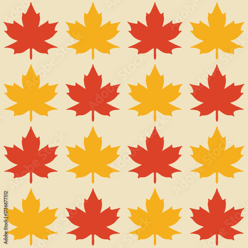 red and yellow maple leaf seamless pattern vector tile for wallpaper textile and craft
