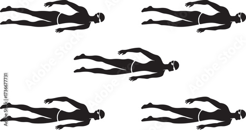Swimming freestyle silhouttee vector on white background