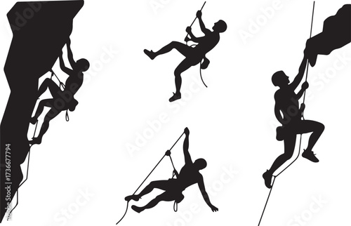 Climbing silhouttee vector on white background