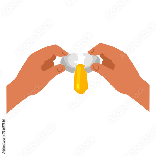 Hands crack a fresh egg over a bowl in a bright kitchen setting during morning cooking preparations