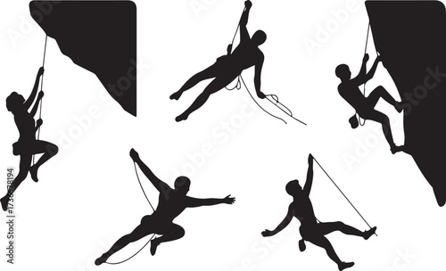 Climbing silhouttee vector on white background