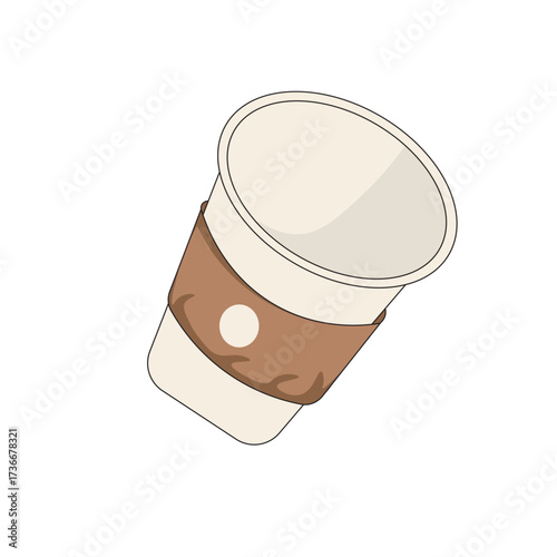 Warm coffee cup resting sideways on a flat surface in a cozy cafe setting during a bright morning