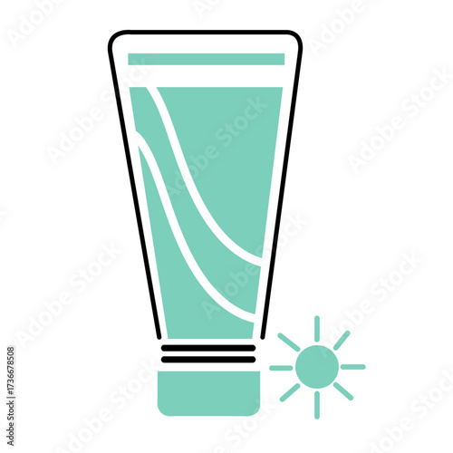 Skin care cream tube with sun symbol on a light background showing importance of skin protection and hydration during warm weather