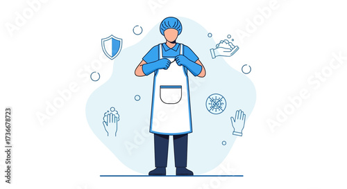 Healthcare Professional Demonstrating Hygienic Practices In Modern Flat Illustration Style