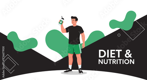 Healthy Individual Demonstrating Nutritious Beverage Choice and Promoting Well-being Concepts