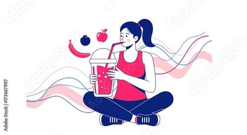 Healthy Lifestyle Choice For Young Woman Drinking Smoothie After Workout Session