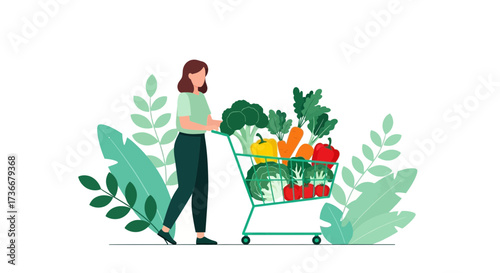Healthy Shopping: An Illustration of a Person Purchasing Fresh Produce from the Store