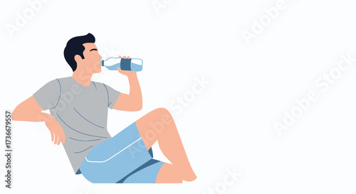Hydration And Rejuvenation: A Man Drinks Water While Relaxing