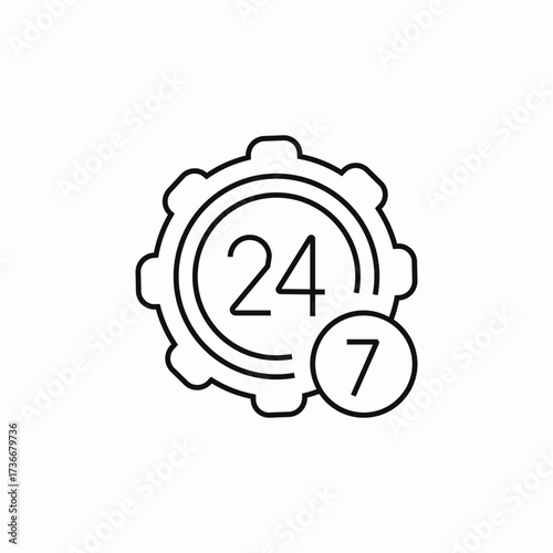 24 7 service icon sign vector