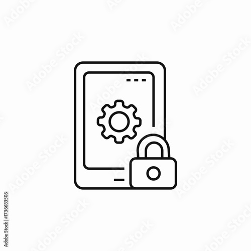tablet lock configuration icon sign vector