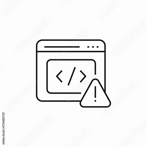 website code error exclamation mark icon sign vector