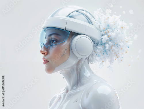 woman in a white helmet
