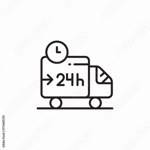 24 hours delivery truck icon sign vector
