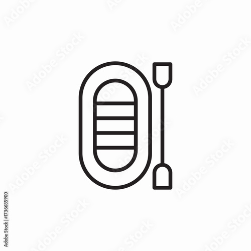 inflatable boat and paddle icon sign vector
