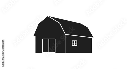 Simple dark barn silhouette isolated on for farm countryside agriculture