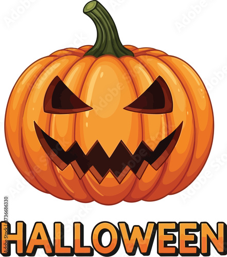 Spooky halloween pumpkin jack o lantern illustration for festive holiday decorations