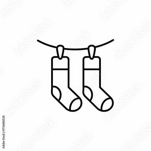 socks drying rope icon sign vector