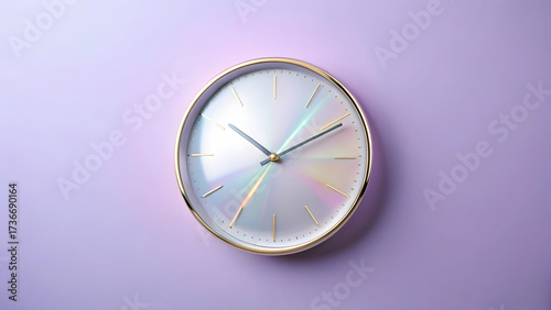 Wallpaper Mural Modern wall clock with iridescent dial on purple background Torontodigital.ca