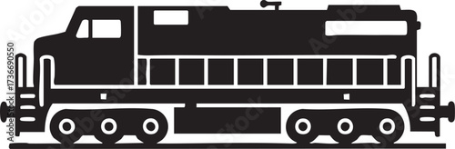 Classic Side View Freight Train Engine Silhouettes Vector