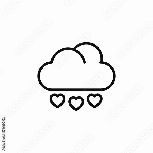 cloud hearts drop icon sign vector