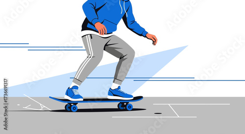 Illustration of a person skateboarding, focused on a sport concept and active lifestyle