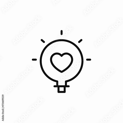 heart love light bulb icon sign vector