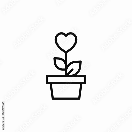 heart love plant icon sign vector