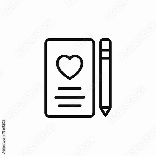 romantic card write pen icon sign vector