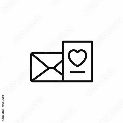 romantic letter card icon sign vector
