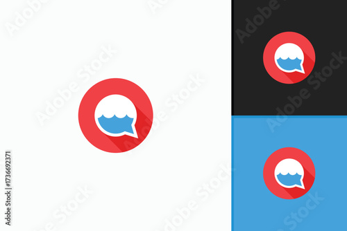 Ocean Chat Logo Design Wave Talk Bubble Icon Communication Forum Social Media Messaging App Water Sea Community Vector Branding