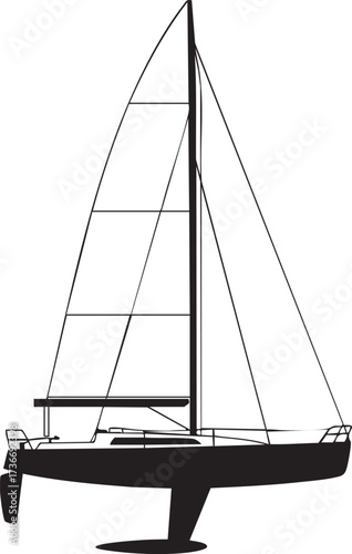 Cross-Sectional View Sailboat Silhouettes Nautical Sailing Yacht Vector Icon