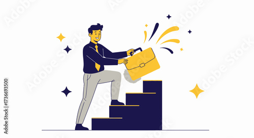Illustrative Representation Of Success, Ambition, And Career Progression, Vector Style