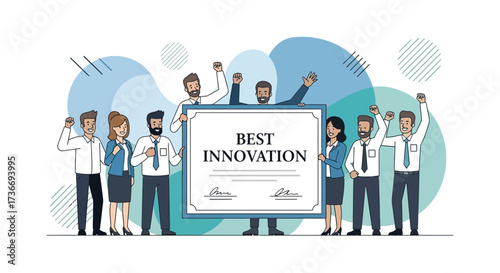 Innovative Team Celebrating Business Success After Achieving Major Awards