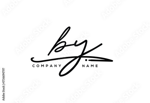 BY Luxury Elegant Signature Style Cursive Script Logo Design for Branding and Identity.
