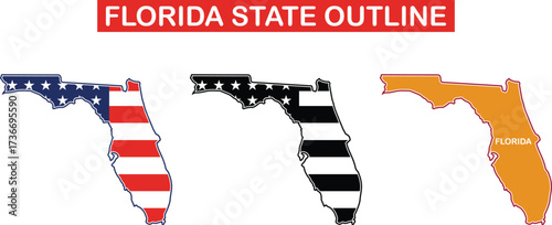 Florida state map outline and flag